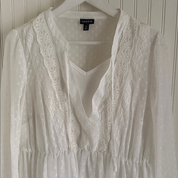 Torrid White Clip Dot Chiffon Babydoll Dress - Picture 5 of 12